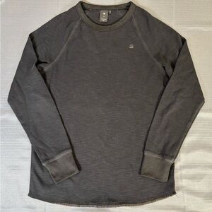 G-Star RAW Long Sleeve Crewneck Shirt | Charcoal Gray | Minimal Logo
